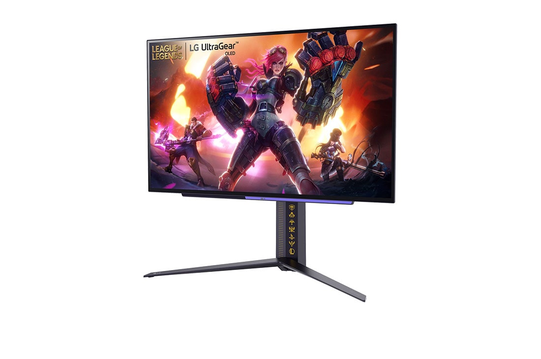 LG 27” UltraGear™ 16:9 omjer slike OLED QHD League of Legends Edition gamer monitor s brzinom osvježavanja od 240 Hz, prikaz bočne strane iz kuta od -15 stupnjeva, 27GR95QL-B, thumbnail 2