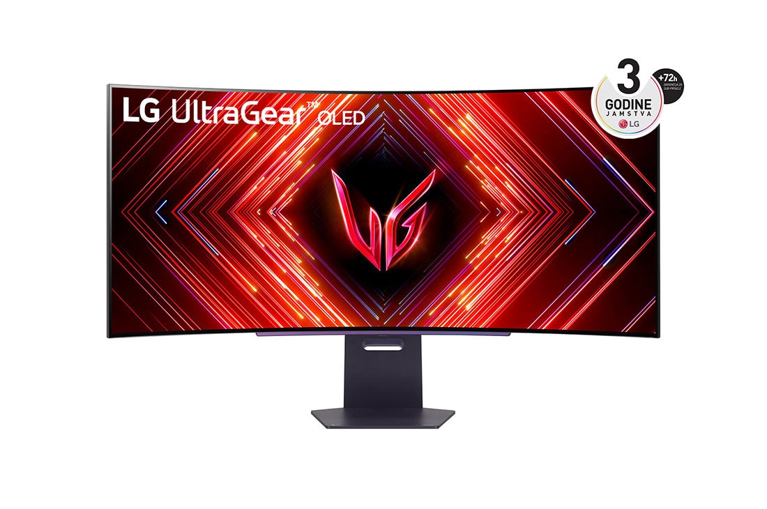 LG 45” UltraGear™ OLED omjera slike 21:9 QHD zakrivljeni gaming monitor s brzinom osvježavanja od 240 Hz, Prikaz prednje strane, 45GS95QE-B