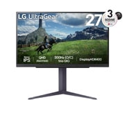 LG 27” UltraGear™ QHD Nano IPS 180Hz (O/C 200Hz) gaming monitor | 1ms (GtG), DisplayHDR™ 400, prikaz prednje strane, 27GS85Q-B, thumbnail 1