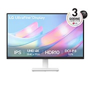 LG 27” UltraFine™ omjer slike 16:9 4K IPS monitor s brzinom osvježavanja od 60 Hz, prikaz prednje strane, 27US500-W, thumbnail 1