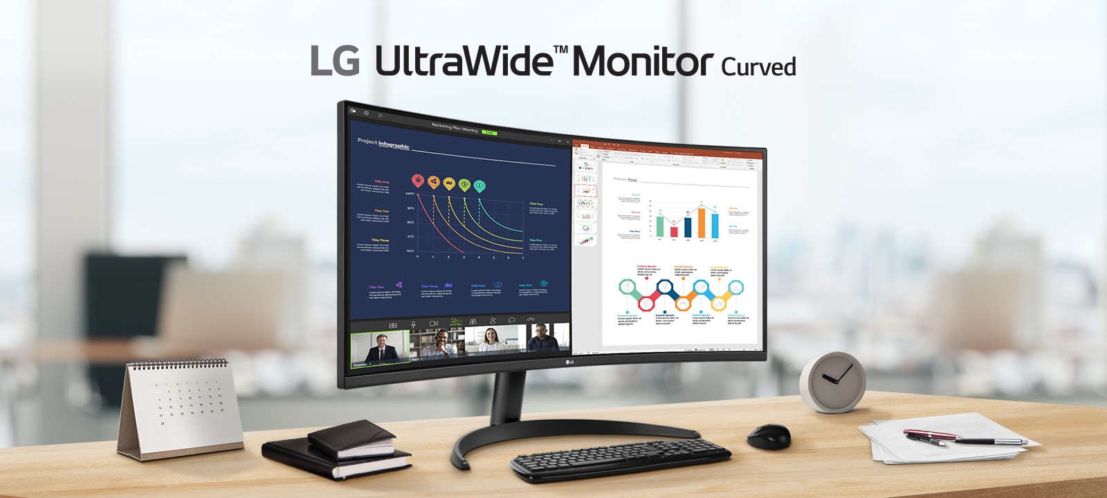 LG UltraWide zakrivljeni monitor.	