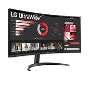 LG 34” UltraWide™ omjera 21:9 zakrivljeni VA monitor s brzinom osvježavanja od 100 Hz, Prikaz bočne strane iz kuta od +30 stupnjeva, 34WR50QK-B, thumbnail 4