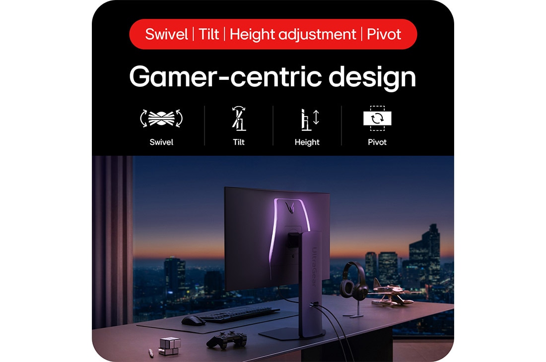 LG 32'' UltraGear™ 4K UHD OLED Dual-Mode monitor za igre, prikaz gornje strane okretnog monitora pod kutom od +30 stupnjeva, 32GS95UV-B, thumbnail 10
