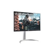 LG 27” UltraFine™ omjer slike 16:9 4K IPS monitor s brzinom osvježavanja od 60 Hz, prikaz s bočne strane iz kuta od -15 stupnjeva, 27UP650K-W, thumbnail 3
