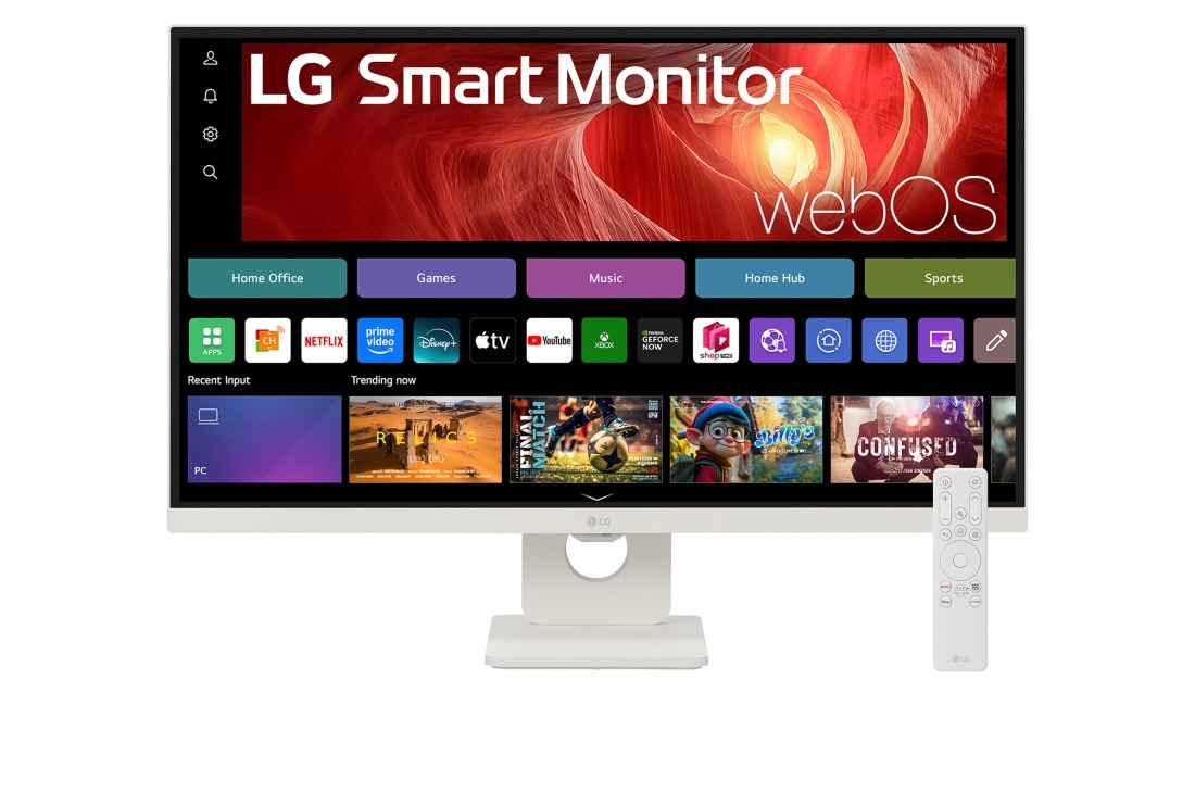 LG 27” 16:9 pametni monitor s webOS platformom i brzinom osvježavanja od 60 Hz, front view with remote control , 27U731SA-W
