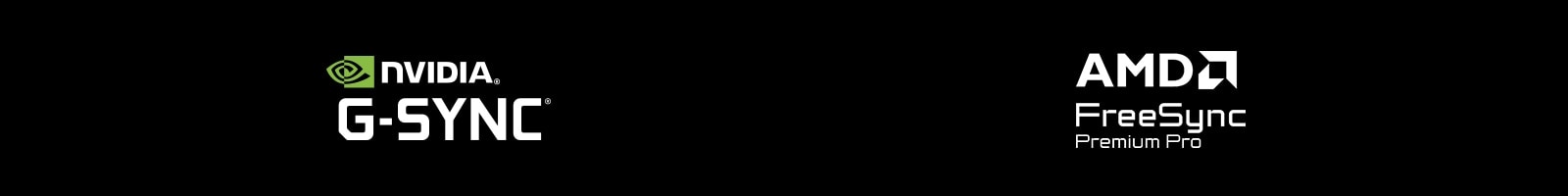 Logotipovi NVIDIA G-SYNC, AMD FreeSync Premium Pro.	