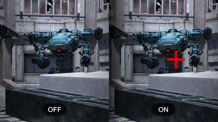 Prikaz funkcije ciljnika dok se odvija radnja videoigre na monitoru UltraGear.