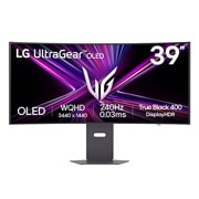 LG Zaobljeni monitor za igranje videoigara LG UltraGear™ OLED 240Hz WQHD Curved Gaming Monitor od 39 inča | 0.03ms (GtG), DisplayHDR True Black 400, USB-C (PD 65W) & HDMI 2.1, prikaz prednje strane, 39GX900A-B, thumbnail 1