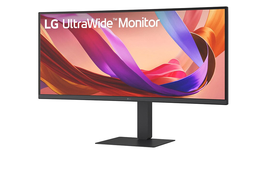 LG 34” UltraWide™ WQHD IPS zakrivljeni monitor s brzinom osvježavanja od 100 Hz, 34U650A-B Prednji prikaz pod blagim lijevim kutom super širokog monitora, 34U650A-B, thumbnail 2
