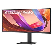 LG 34” UltraWide™ WQHD IPS zakrivljeni monitor s brzinom osvježavanja od 100 Hz, 34U650A-B Prednji prikaz pod blagim lijevim kutom super širokog monitora, 34U650A-B, thumbnail 2