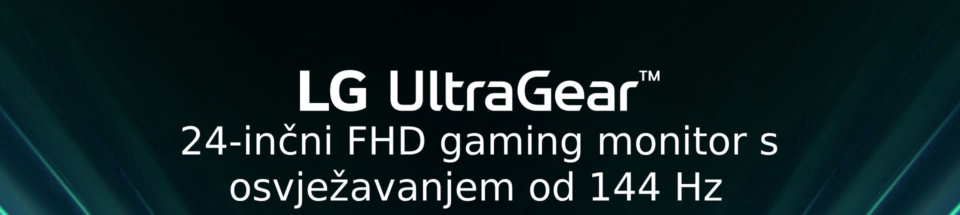 Logotip UltraGear™ u futurističkoj prostoriji obasjanoj neonskim svjetlima.