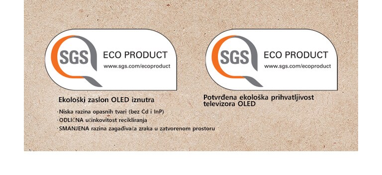 Logotip SGS certifikata na zaslonima OLED i televizorima OLED.