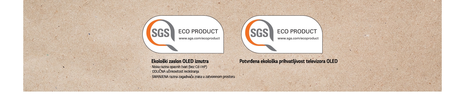 Logotip SGS certifikata na zaslonima OLED i televizorima OLED.