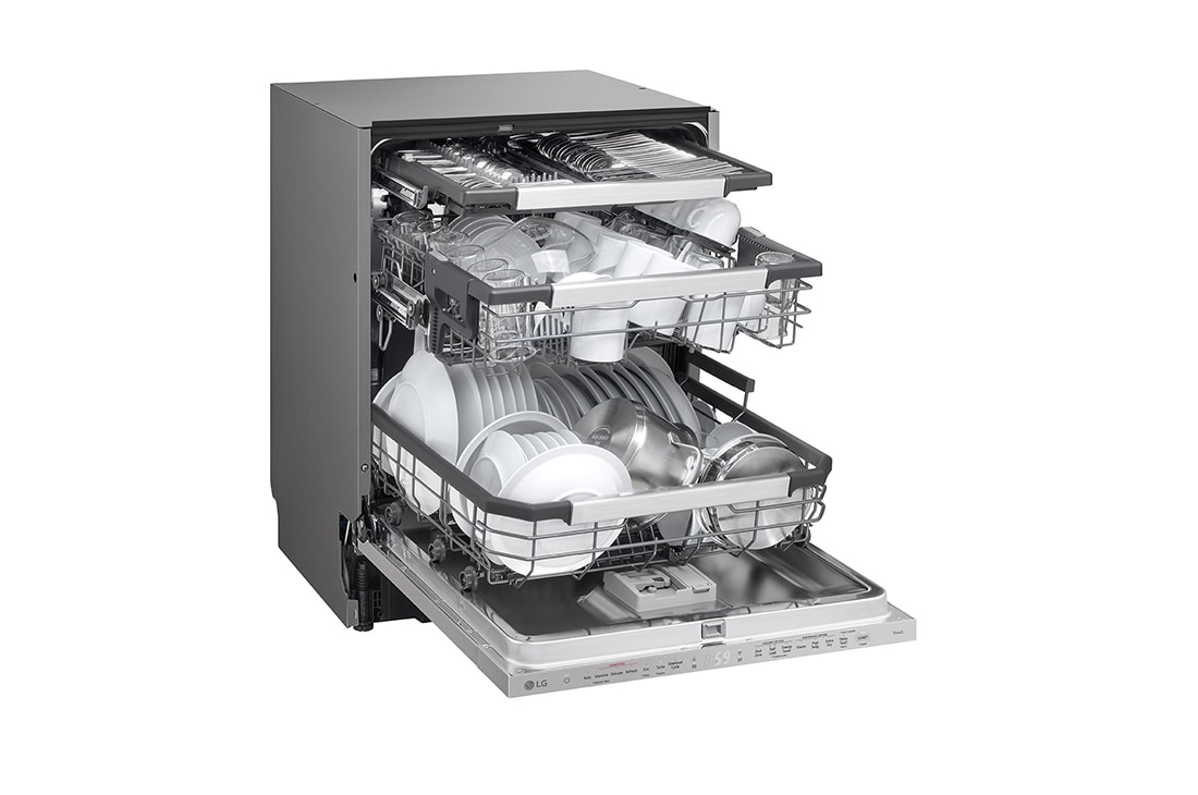 LG QuadWash™ ugradbena perilica posuđa s TrueSteam™ tehnologijom pranja vodenom parom, vrata s automatskim otvaranjem, 14 kompleta posuđa, ThinQ™ WiFi funkcija, QuadWash™ ugradbena perilica posuđa s TrueSteam™ DB476TXS, DB476TXS, thumbnail 7