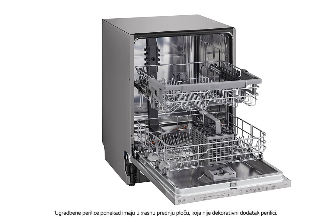 LG QuadWash™ ugradbena perilica posuđa, 14 kompleta posuđa, ThinQ™ WiFi funkcija, Pogled s desne strane s otvorenim vratima, DB242TX, thumbnail 4
