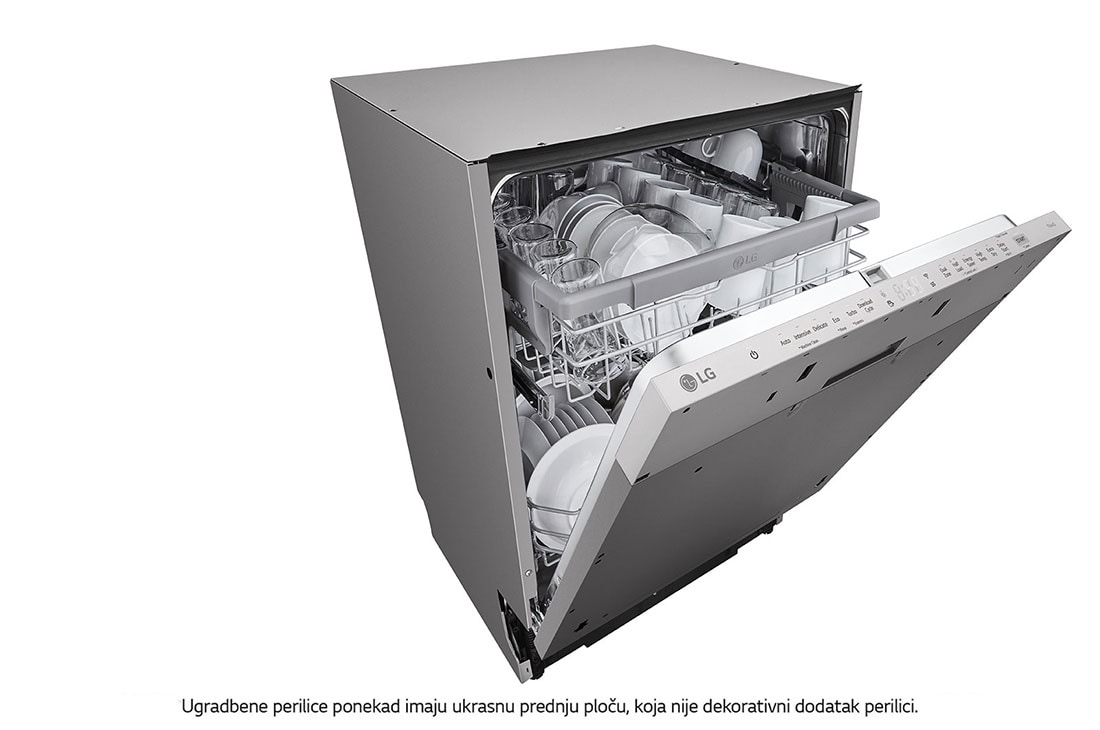 LG QuadWash™ ugradbena perilica posuđa, 14 kompleta posuđa, ThinQ™ WiFi funkcija, Perspektivni desne s lijeve strane, DB242TX, thumbnail 6