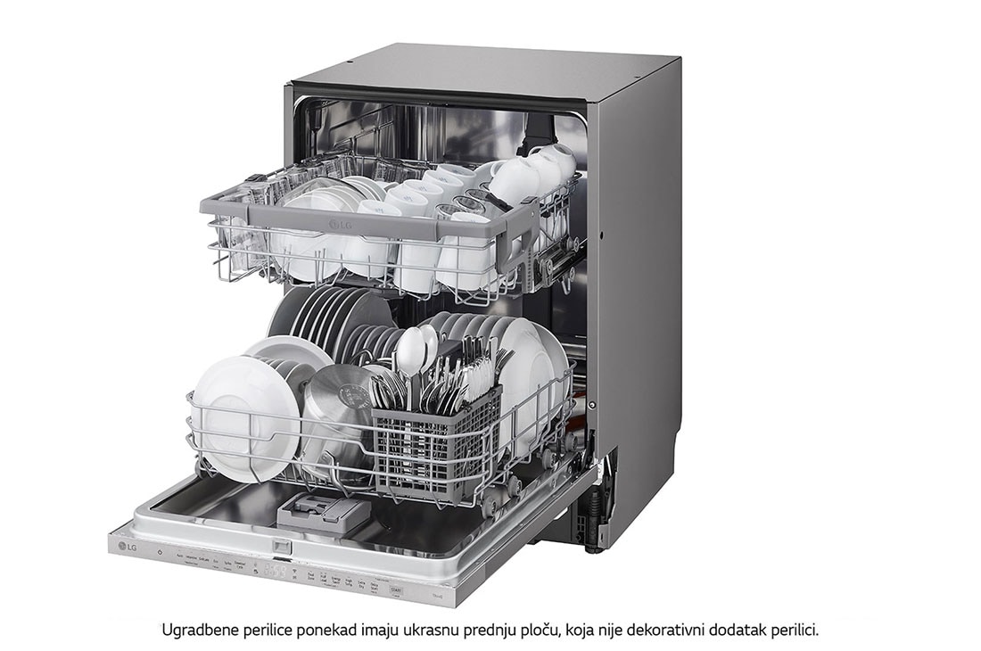 LG QuadWash™ ugradbena perilica posuđa, 14 kompleta posuđa, ThinQ™ WiFi funkcija, Pogled s lijeve strane s otvorenim vratima, DB242TX, thumbnail 8