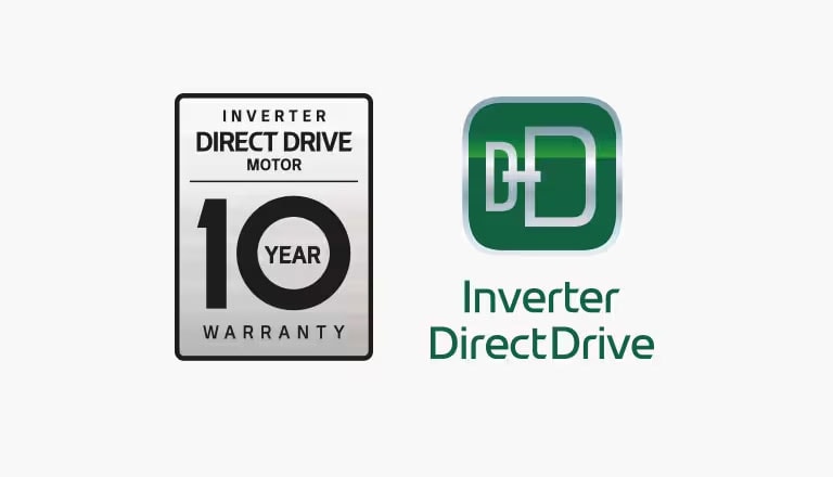 Slika prikazuije Inverter Direct Drive logo i znak 10-godišnjeg jamstva
