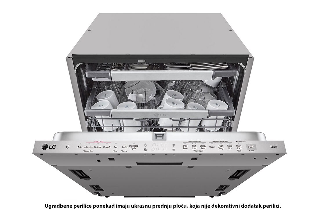LG QuadWash™ ugradbena perilica posuđa s TrueSteam™ tehnologijom pranja vodenom parom, vrata s automatskim otvaranjem, 14 kompleta posuđa, ThinQ™ WiFi funkcija, Перспективен изглед отгоре, DB475TXS, thumbnail 4