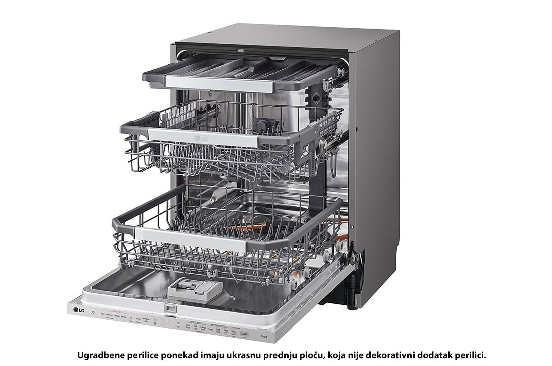 LG QuadWash™ ugradbena perilica posuđa s TrueSteam™ tehnologijom pranja vodenom parom, vrata s automatskim otvaranjem, 14 kompleta posuđa, ThinQ™ WiFi funkcija, Изглед от дясна страна, DB475TXS, thumbnail 13