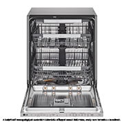 LG QuadWash™ ugradbena perilica posuđa s TrueSteam™ tehnologijom pranja vodenom parom, vrata s automatskim otvaranjem, 14 kompleta posuđa, ThinQ™ WiFi funkcija, Изглед отпред с отворена врата, DB475TXS, thumbnail 3