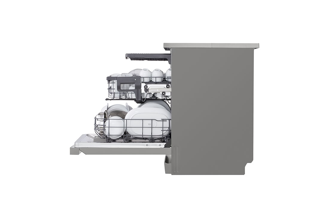 LG QuadWash™ perilica posuđa s TrueSteam™ tehnologijom pranja vodenom parom, 14 kompleta posuđa, ThinQ™, WiFi funkcija, Pogled s lijeve strane, DF243FVS, thumbnail 6