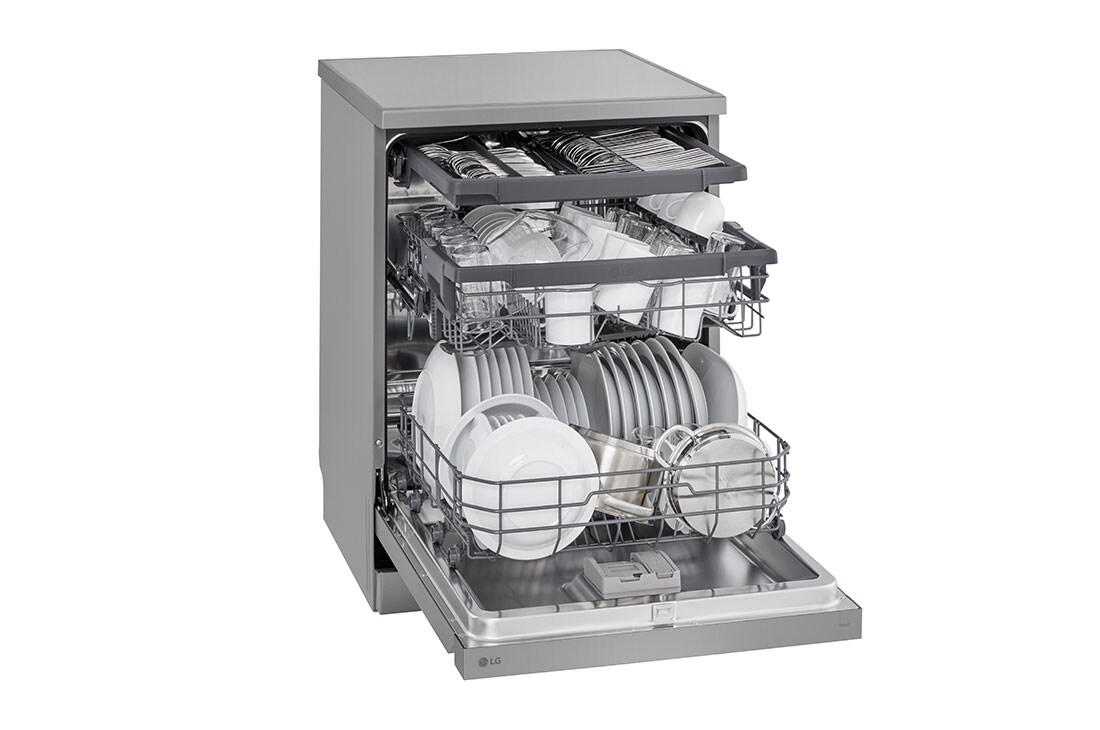 LG QuadWash™ perilica posuđa s TrueSteam™ tehnologijom pranja vodenom parom, 14 kompleta posuđa, ThinQ™, WiFi funkcija, Pogled s lijeve strane, DF243FVS, thumbnail 9
