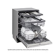LG QuadWash™ ugradbena perilica posuđa, 14 kompleta posuđa, ThinQ™ WiFi funkcija, Perspektivni desne s lijeve strane, DB243TX, thumbnail 6