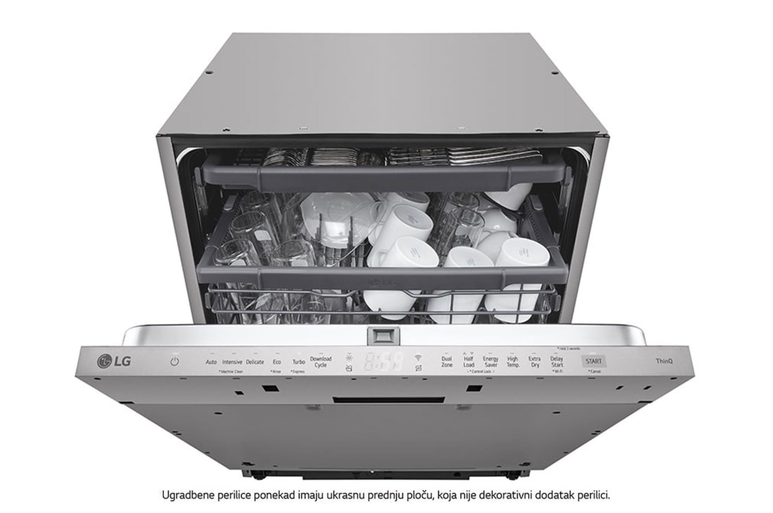 LG QuadWash™ ugradbena perilica posuđa, 14 kompleta posuđa, ThinQ™ WiFi funkcija, Pogled s desne strane s otvorenim vratima, DB243TX, thumbnail 4