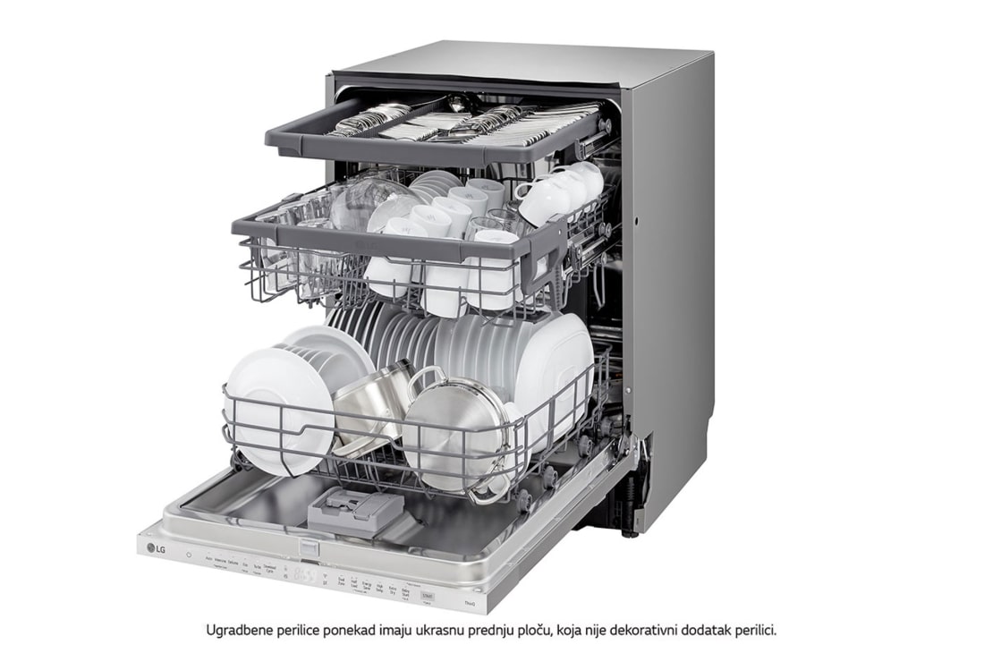 LG QuadWash™ ugradbena perilica posuđa, 14 kompleta posuđa, ThinQ™ WiFi funkcija, Perspektivni pogled s lijeve strane, DB243TX, thumbnail 9
