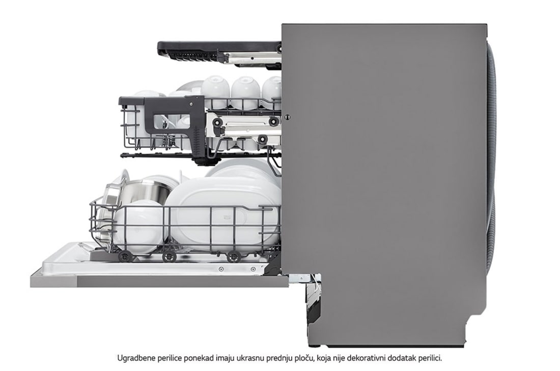 LG QuadWash™ ugradbena perilica posuđa, 14 kompleta posuđa, ThinQ™ WiFi funkcija, Pogled s desne strane, DB243TX, thumbnail 11