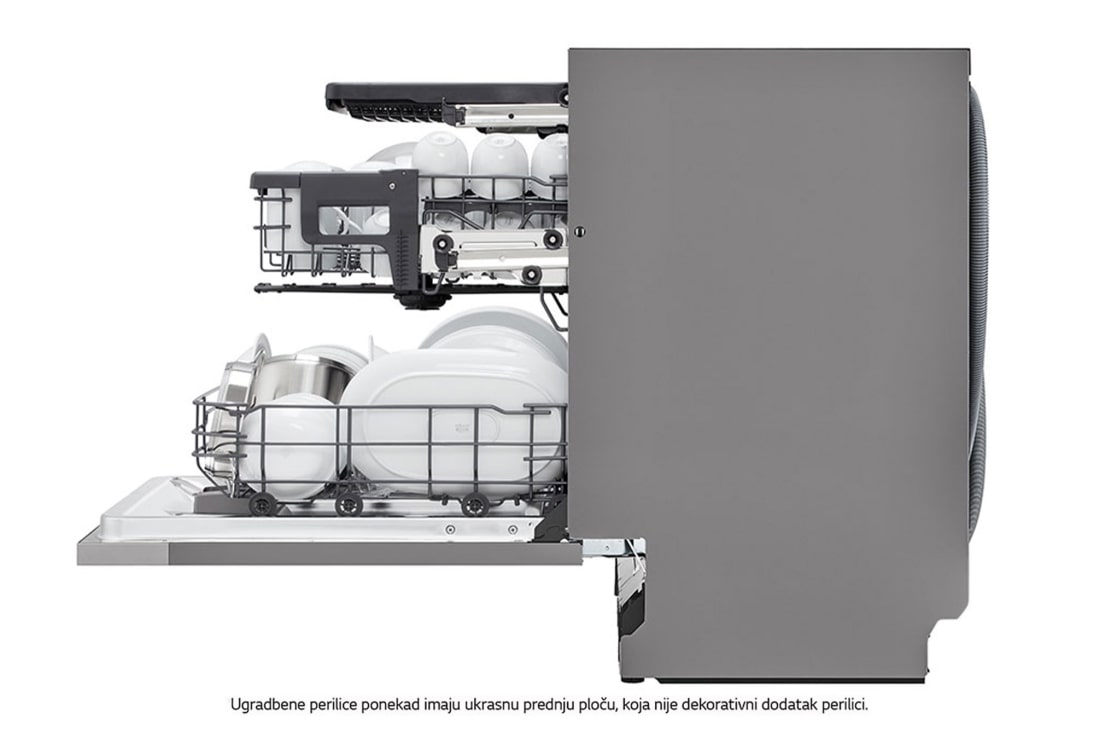 LG QuadWash™ ugradbena perilica posuđa, 14 kompleta posuđa, ThinQ™ WiFi funkcija, Pogled s desne strane, DB243TX, thumbnail 12