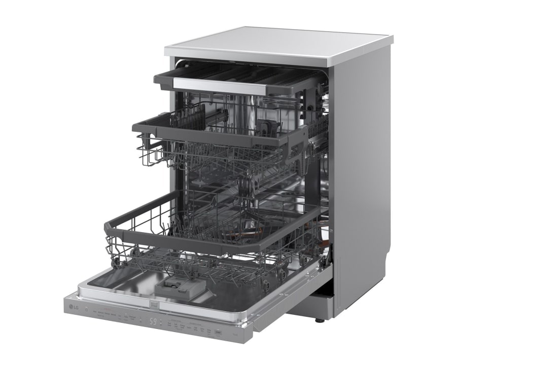 LG QuadWash™ perilica posuđa s TrueSteam™ tehnologijom pranja vodenom parom, vrata s automatskim otvaranjem, 14 kompleta posuđa, ThinQ™ WiFi funkcija, left side open, DF587HVS, thumbnail 14