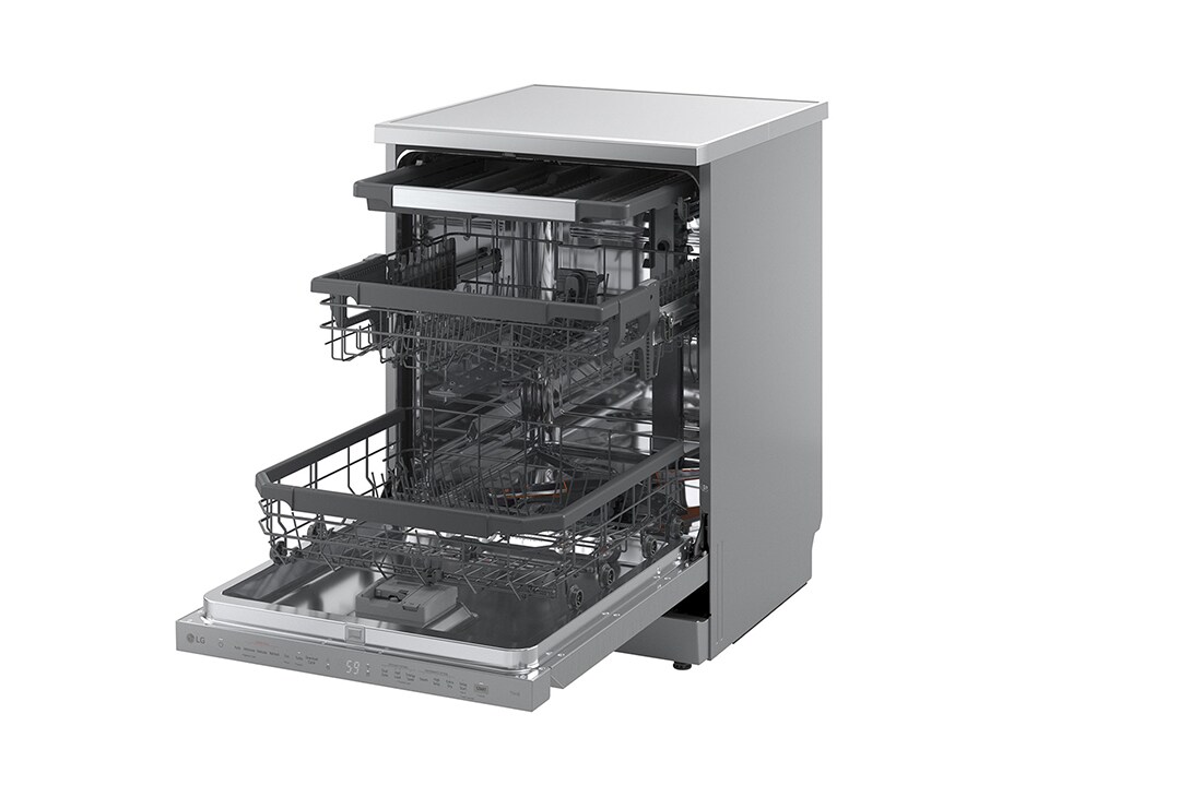 LG QuadWash™ perilica posuđa s TrueSteam™ tehnologijom pranja vodenom parom, vrata s automatskim otvaranjem, 14 kompleta posuđa, ThinQ™ WiFi funkcija, left side open, DF375HVS, thumbnail 14