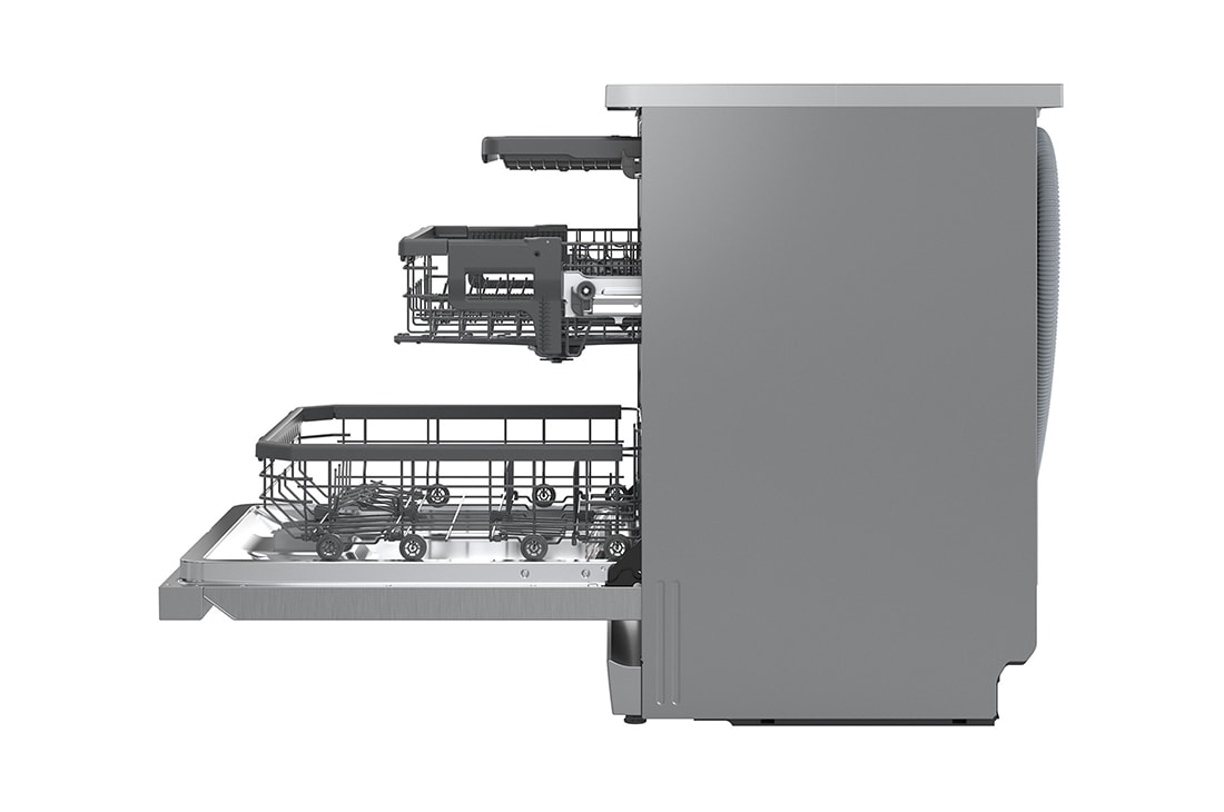 LG QuadWash™ perilica posuđa s TrueSteam™ tehnologijom pranja vodenom parom, vrata s automatskim otvaranjem, 14 kompleta posuđa, ThinQ™ WiFi funkcija, side, DF375HVS, thumbnail 16
