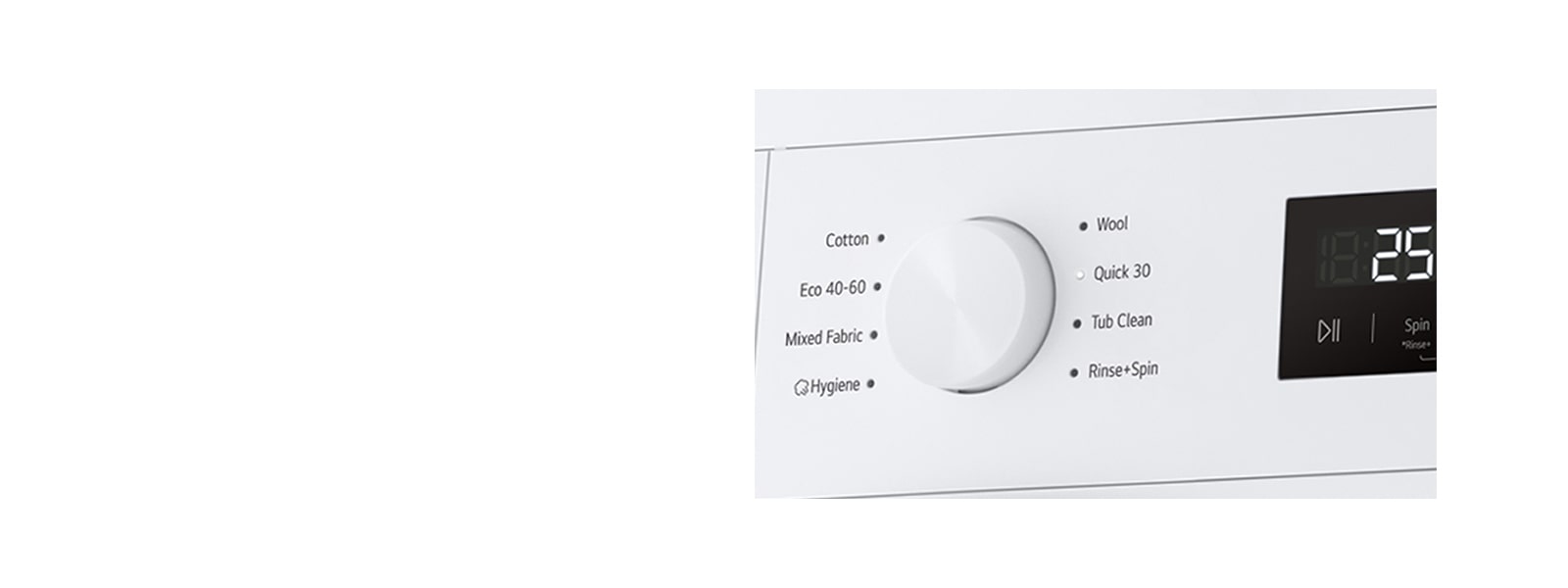 Prikaz gumba za odabir programa perilice rublja izbliza.