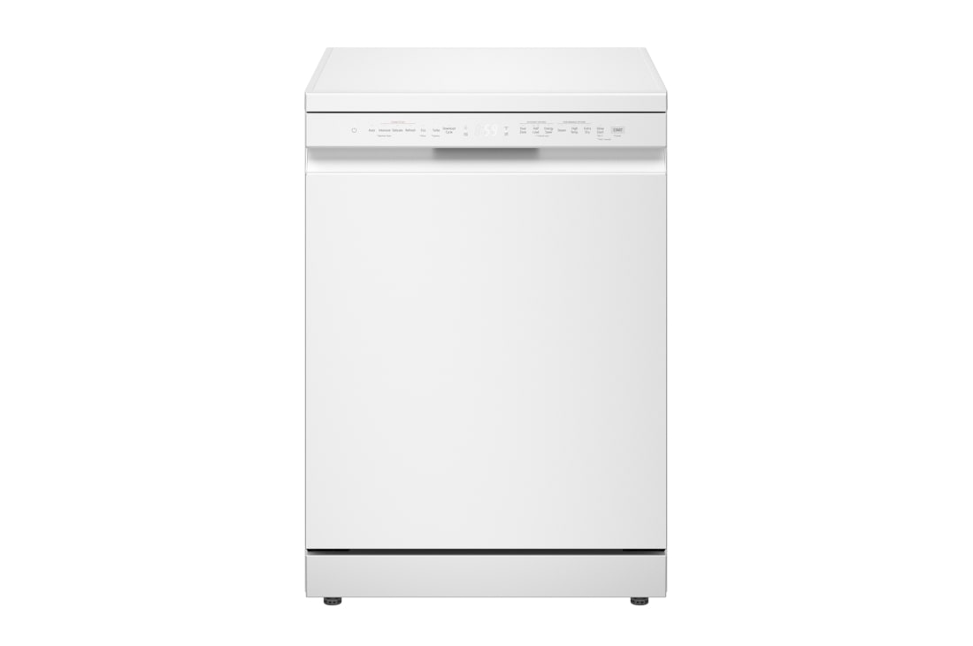 LG QuadWash™ perilica posuđa s TrueSteam™ tehnologijom pranja vodenom parom, vrata s automatskim otvaranjem, 14 kompleta posuđa, ThinQ™ WiFi funkcija, Pogled sprijeda s otvorenim vratima, DF273FWS, thumbnail 3