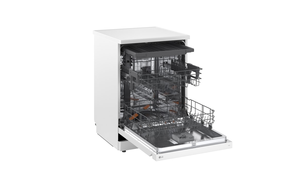 LG QuadWash™ perilica posuđa s TrueSteam™ tehnologijom pranja vodenom parom, vrata s automatskim otvaranjem, 14 kompleta posuđa, ThinQ™ WiFi funkcija, Pogled s lijeve strane, DF273FWS, thumbnail 10