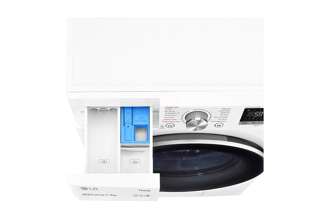 LG 7/5 kg, max. 1200 okr./min., Perilica-sušilica sa parom, TurboWash™, AI DD™ tehnologija i WiFi funkcija, Slim, F2DV5S7S1E, F2DV5S7S1E, thumbnail 7