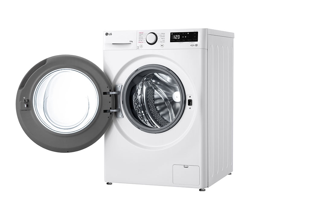 LG 10 kg, max. 1400 okr./min., Perilica rublja sa parom, AI DD™ tehnologija, Pogled s desne strane s otvorenim vratima, F4WR510SBW, thumbnail 11
