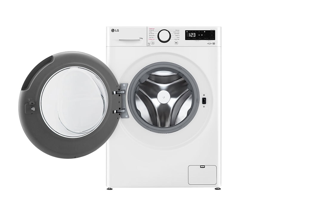 LG 10 kg, max. 1400 okr./min., Perilica rublja sa parom, AI DD™ tehnologija, Pogled sprijeda s otvorenim vratima, F4WR510SBW, thumbnail 2