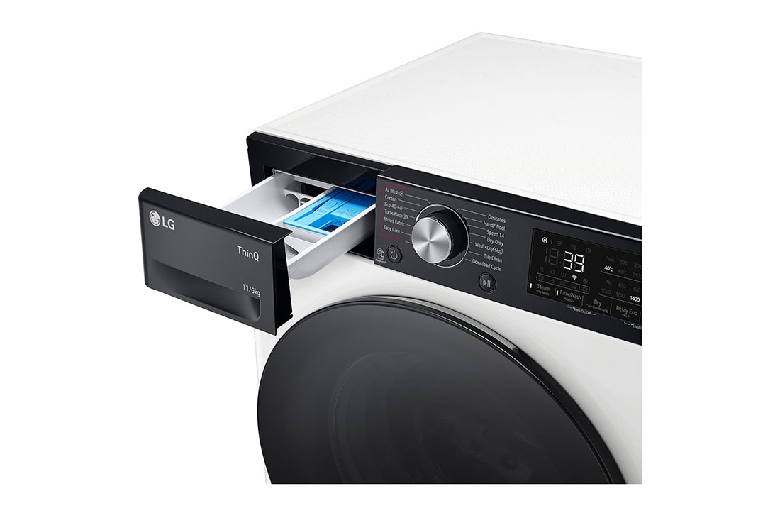 LG 11/6 kg, max. 1400 okr./min., perilica-sušilica sa parom, TurboWash™360, AI DD™ tehnologija i WiFi funkcija, Pogled na dozator deterdženta i sredstva za ispiranje, F4DR711S2H, thumbnail 5