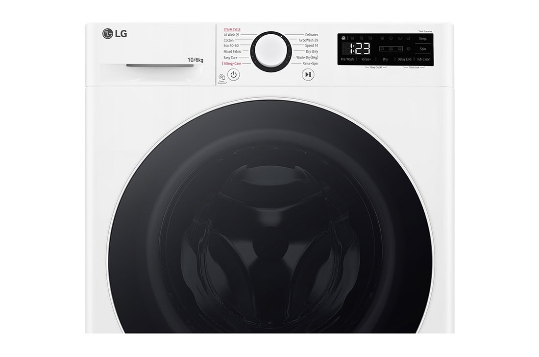 LG 10/6 kg, max. 1400 okr./min., Perilica-sušilica sa parom, TurboWash™360 i AI DD™ tehnologija, Изглед на дисплея, F4DR510S0W, thumbnail 6