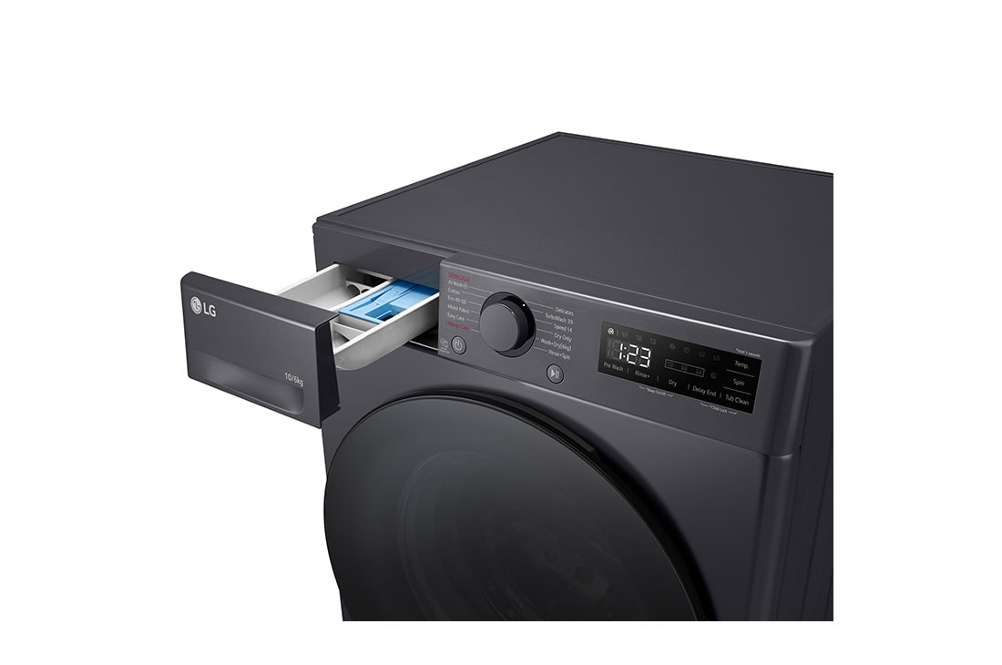 LG 10/6 kg, max. 1400 okr./min., Perilica-sušilica sa parom, TurboWash™360 i AI DD™ tehnologija, Pogled na dozator deterdženta i sredstva za ispiranje, F4DR510S2M, thumbnail 6