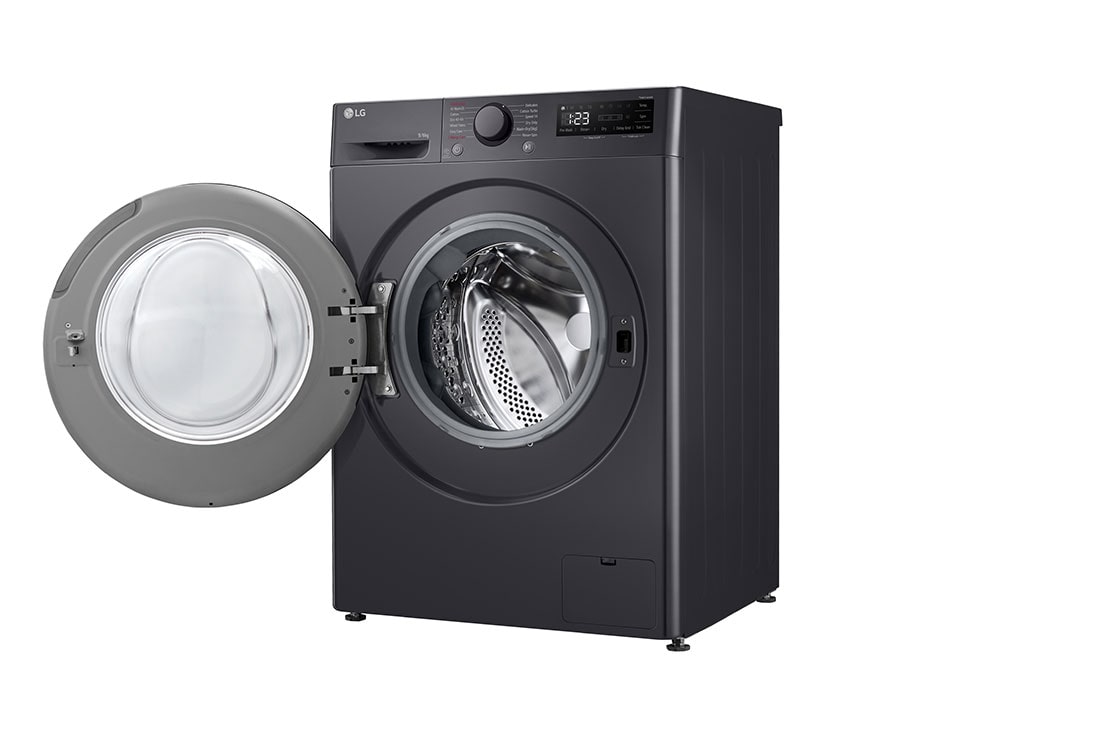 LG 9/6 kg, max. 1400 okr./min., Perilica-sušilica sa parom, AI DD™ tehnologija, Pogled s desne strane s otvorenim vratima, F4DR509SBM, thumbnail 12