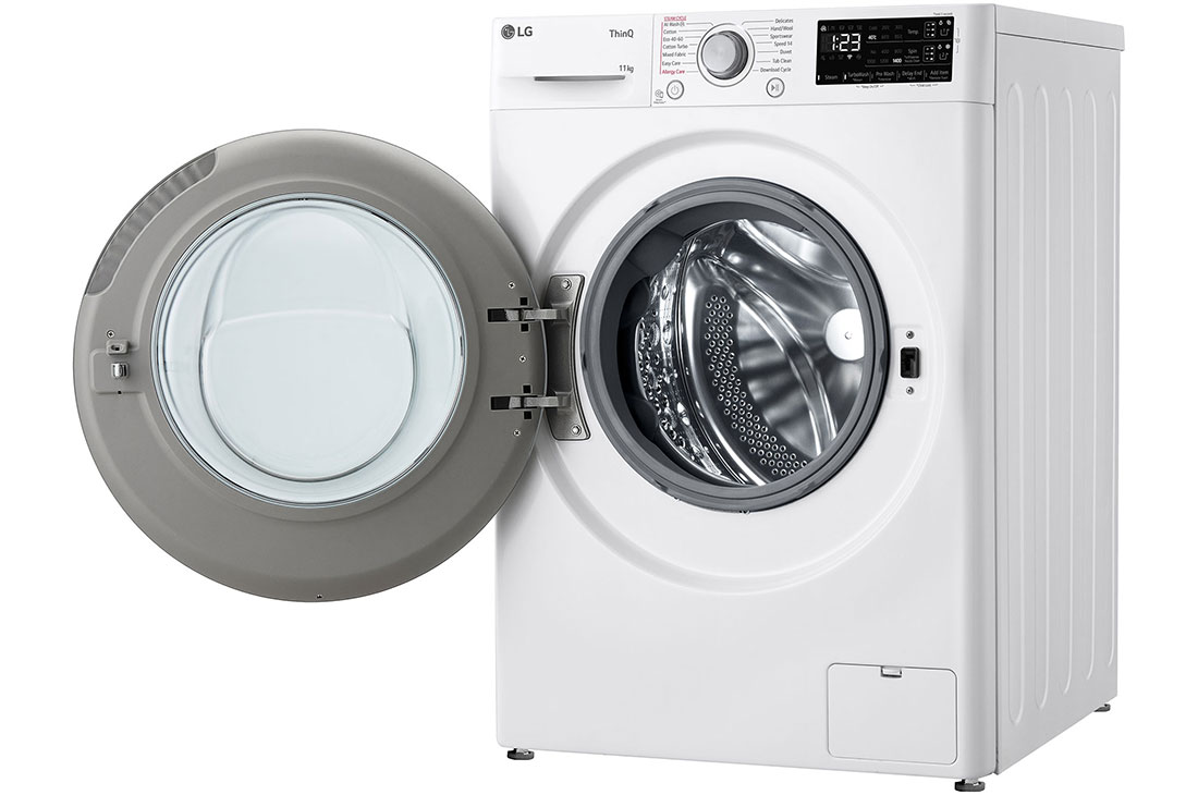 LG 11 kg, max. 1400 okr./min., Perilica rublja sa parom, TurboWash™360, AI DD™ tehnologija i WiFi funkcija, Pogled s desne strane s otvorenim vratima, F4WR311S1WA, thumbnail 11