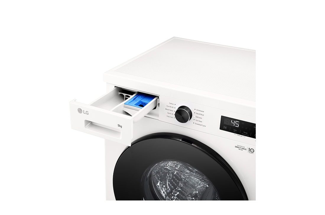 LG 9 kg, max. 1400 okr./min., Perilica rublja sa parom, WiFi funkcija, Pogled na dozator deterdženta i sredstva za ispiranje, F4X1009NWB, thumbnail 6