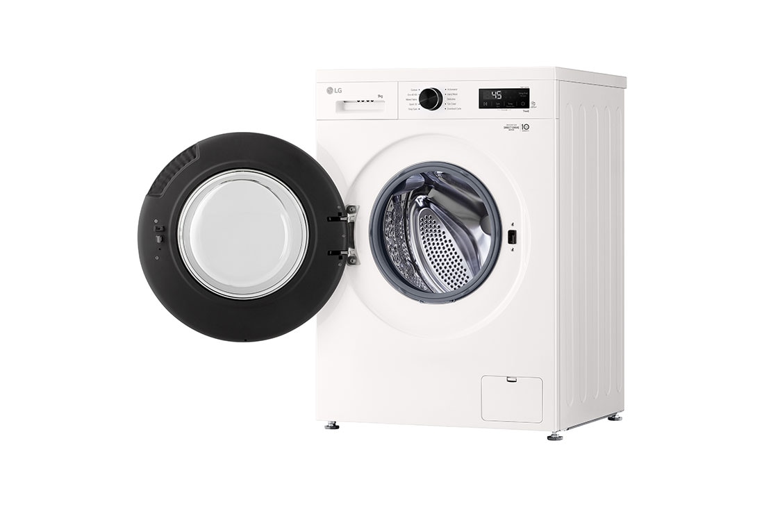 LG 9 kg, max. 1400 okr./min., Perilica rublja sa parom, WiFi funkcija, Pogled odozgo s otvorenim dozatorom deterdženta i sredstva za ispiranje, F4X1009NWB, thumbnail 9