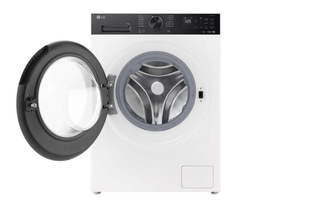 LG 11 kg, max. 1400 okr./min., Perilica rublja sa parom, TurboWash™360, AI DD™ tehnologija i WiFi funkcija, Pogled sprijeda s otvorenim vratima, F4X5011THB, thumbnail 2