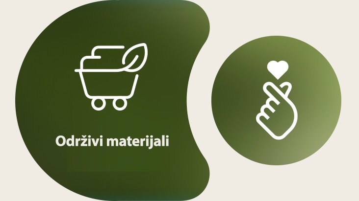 On the left LG's sustainable materials icon is shown with its name written below. On the right ESG finger-heart icon is shown.